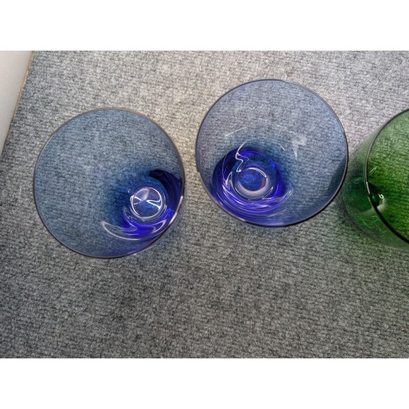 Set Of 4 Assorted Color Lenox Glass Tumbler‎ Glasses Stemless Blue Yellow Green - Picture 5 of 10